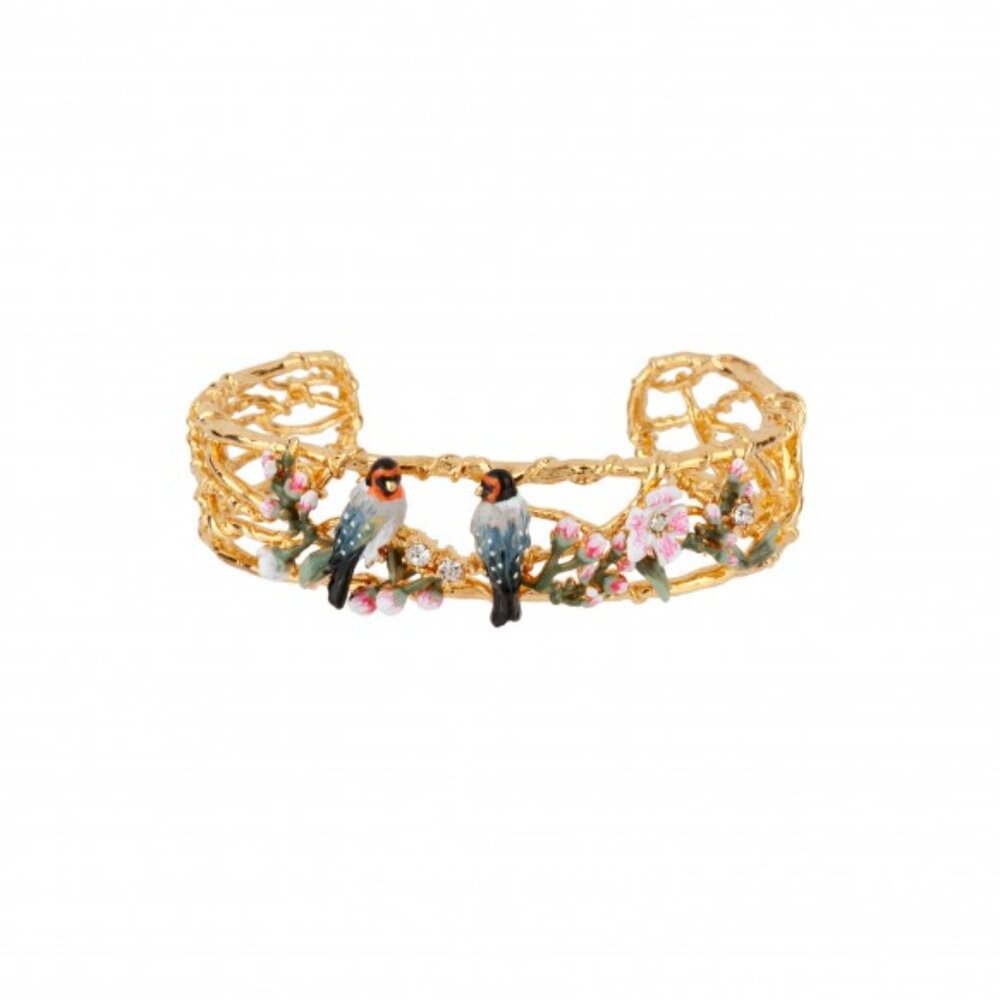 Les Nereides Couple Of Birds On Cherry Blossom Bangle Bracelet S